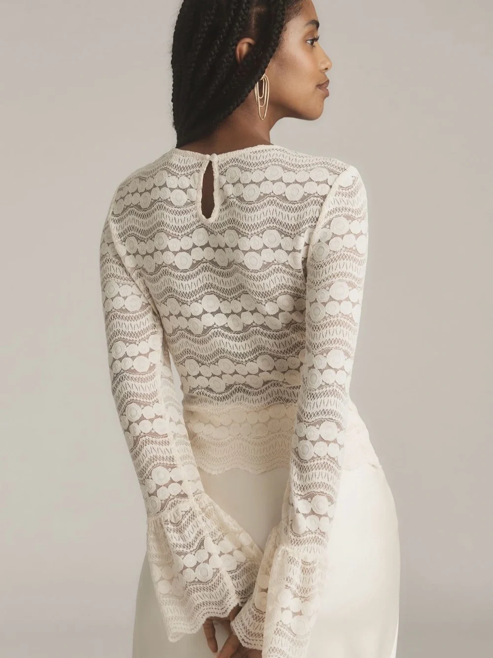 Anthropologie Sarah Hann Joslyn Cream Lace Top